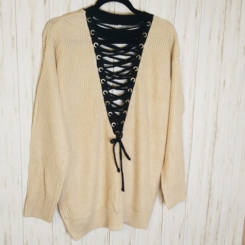 Lace Me Up Oversized Sweater - Picture 8 of 8